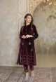 WINE KURTA SET EMBROIDERED PANTS